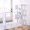 Tavolo Bancone Bar con Scaffale a 4 Ripiani Bianco 150x80x164.5 cm -2