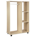 Mobile Appendiabiti 3 Ripiani 80x40x128 cm con Ruote  Colore Legno-1