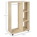 Mobile Appendiabiti 3 Ripiani 80x40x128 cm con Ruote  Colore Legno-3