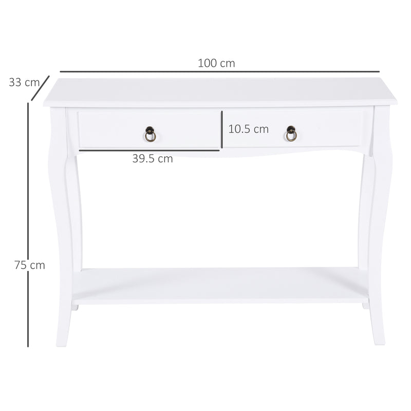 Tavolo Consolle per Ingresso Bianco Opaco 100x33x76 cm -3