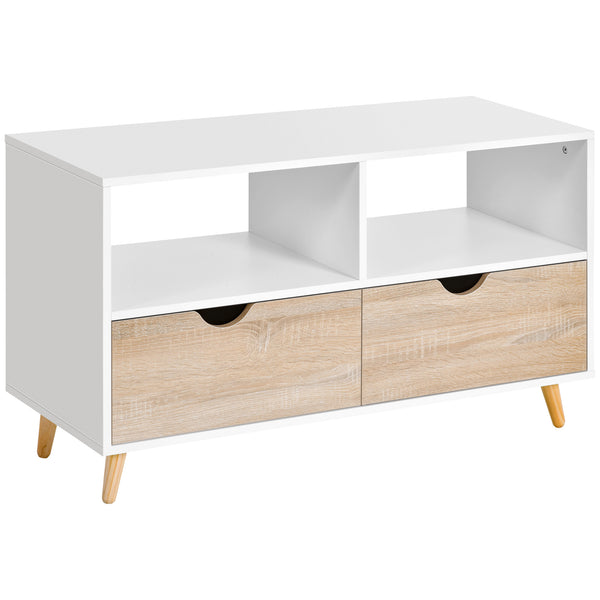 acquista TV-Schrank 2 Schubladen 2 Regale 99 x 39 x 58 cm in weißem Holz