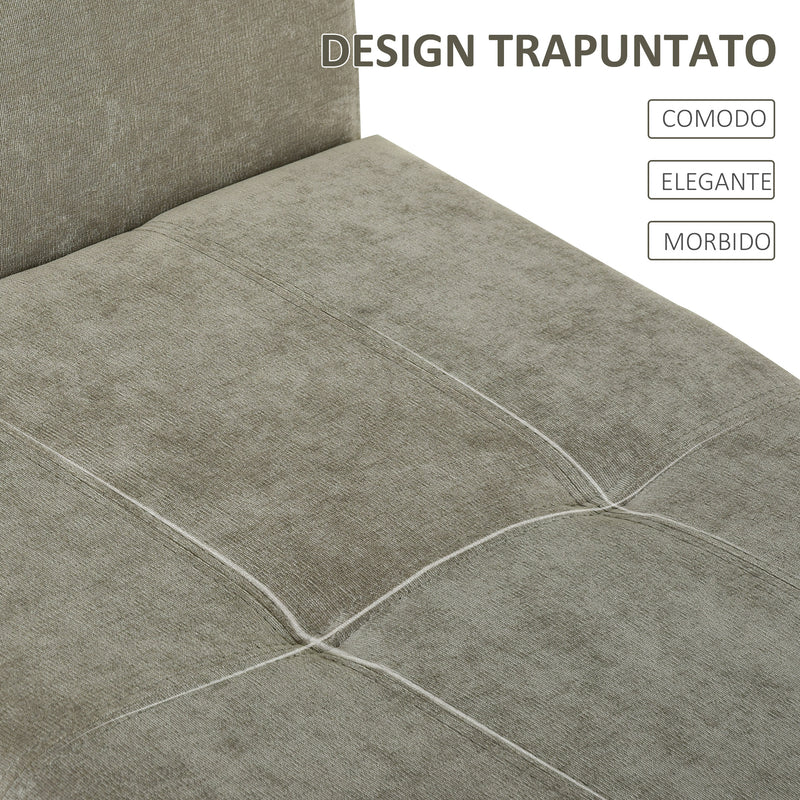 Panca Pouf Contenitore in Tessuto Imbottito con Braccioli 136,5x45x62 cm  Grigia-6