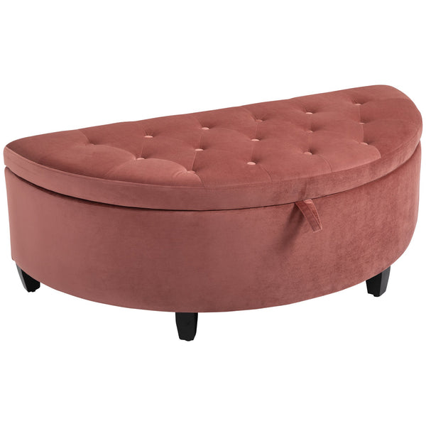 Halbrunde Sitzbank mit Samtbezug 120 x 60 x 42 cm Rosa sconto