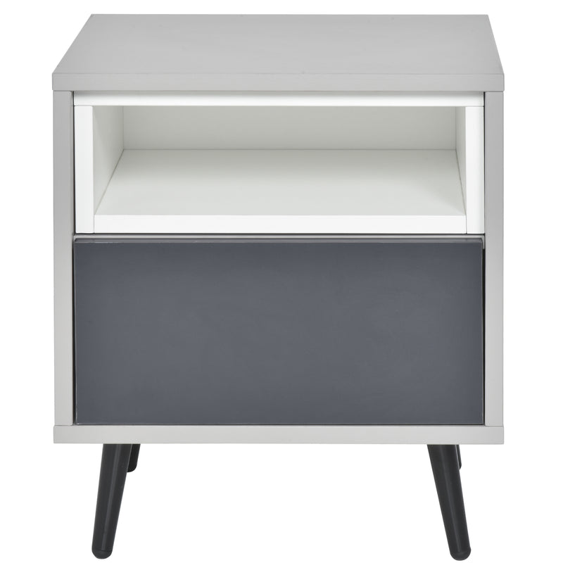 Comodino 40x40x45 cm 1 Cassetto 1 Ripiano  Grigio e Bianco-4