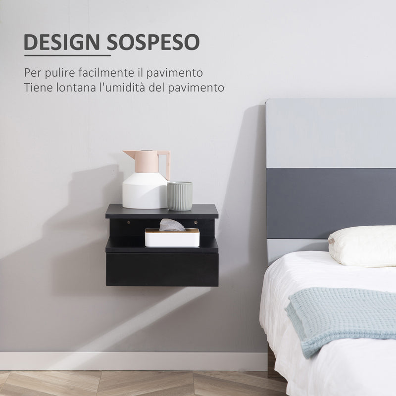 Set 2 Comodini Sospesi 35x32x22,5 cm Design Moderno Nero-5