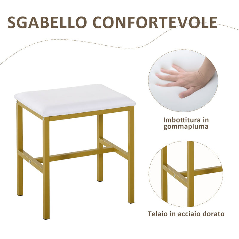 Consolle Trucco 90x40x125 cm con Specchio e Sgabello Bianco-5