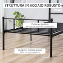 Struttura Letto Singolo 90x200 cm in Acciaio con Doghe Integrate Nero-6