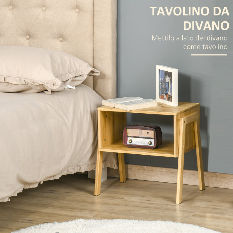 Comodino con Ripiano 43x32,5x42 cm in Bambù Naturale-4