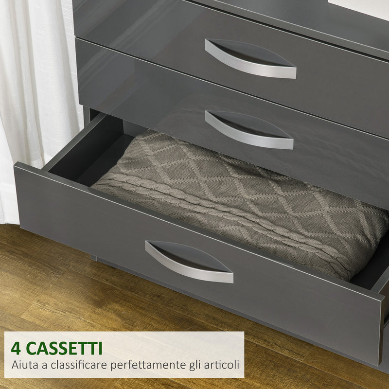 Cassettiera 4 Cassetti 75x36x72 cm in Truciolato Grigio-5