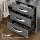 Set 2 Comodini 3 Cassetti 40x36x56 cm in Truciolato Grigio-5