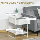 Set 2 Comodini 1 Cassetto 1 Ripiano 45x40x60 cm in Acciaio e Truciolato Bianco-5