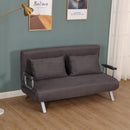 Divano Letto 2 Posti 153x69x82 cm in Tessuto con Cuscini  Grigio-2