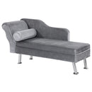 Divano Chaise Longue con Cuscino 160x56x75 cm in Metallo e Tessuto  Grigio-1