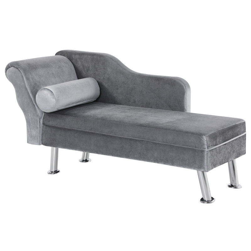 Divano Chaise Longue con Cuscino 160x56x75 cm in Metallo e Tessuto  Grigio-1