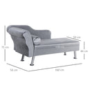 Divano Chaise Longue con Cuscino 160x56x75 cm in Metallo e Tessuto  Grigio-3