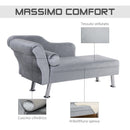 Divano Chaise Longue con Cuscino 160x56x75 cm in Metallo e Tessuto  Grigio-4