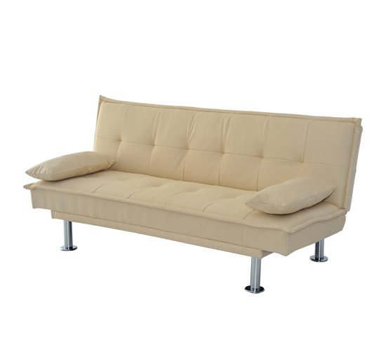 online 2-Sitzer-Schlafsofa aus Stoff mit 2 beigen Kissen 181 x 83 x 85 cm