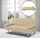 Divano Letto 2 Posti in Tessuto con 2 Cuscini Beige 181x83x85 cm -2