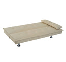 Divano Letto 2 Posti in Tessuto con 2 Cuscini Beige 181x83x85 cm -7