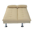 Divano Letto 2 Posti in Tessuto con 2 Cuscini Beige 181x83x85 cm -8