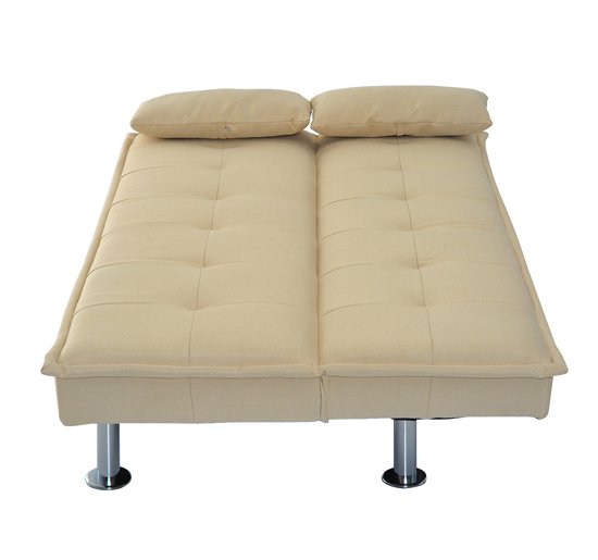 Divano Letto 2 Posti in Tessuto con 2 Cuscini Beige 181x83x85 cm -8