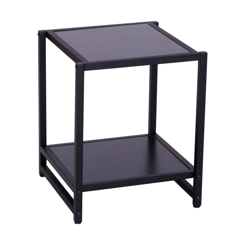 Tavolino Basso Stile Industriale in Legno e Metallo Nero 38x38x45.7 cm -4