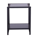 Tavolino Basso Stile Industriale in Legno e Metallo Nero 38x38x45.7 cm -6