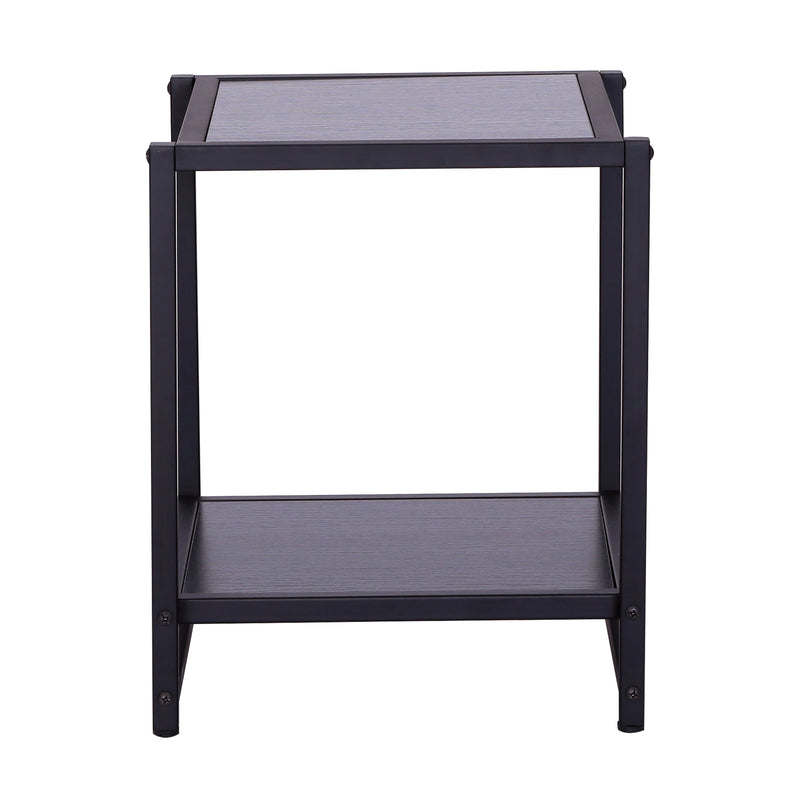 Tavolino Basso Stile Industriale in Legno e Metallo Nero 38x38x45.7 cm -6