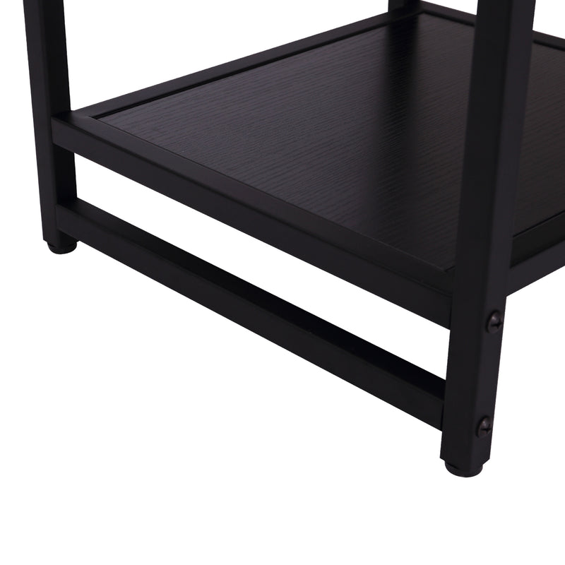 Tavolino Basso Stile Industriale in Legno e Metallo Nero 38x38x45.7 cm -8