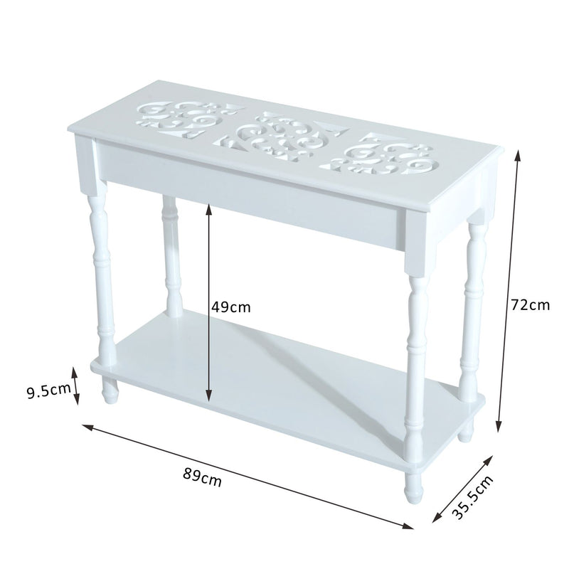 Consolle Moderna per Ingresso in Legno Bianco 89x35.5x72 cm -3