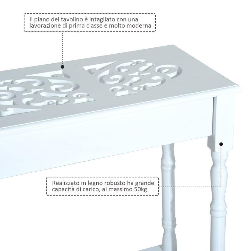 Consolle Moderna per Ingresso in Legno Bianco 89x35.5x72 cm -8