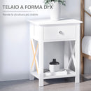 Comodino per Camera da Letto Tavolino d'Appoggio con Cassetto in Legno Bianco 40x30x55 cm -5