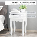 Comodino con Cassetto in Legno Bianco 40x35x60 cm -4