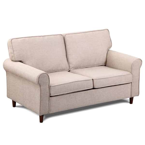 Modernes 2-Sitzer-Sofa aus Leinenstoff mit cremefarbenen abnehmbaren Kissen 163 x 84 x 92 cm online