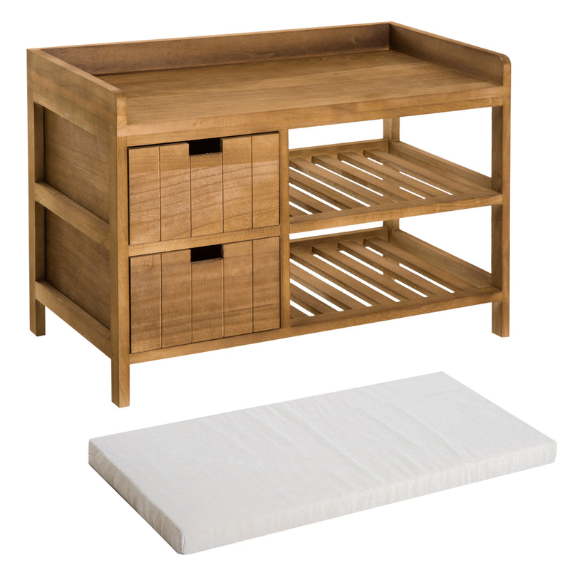 Panca Contenitore da Ingresso con Cassetti e Ripiani in Legno Chiaro 69x34x48 cm -9