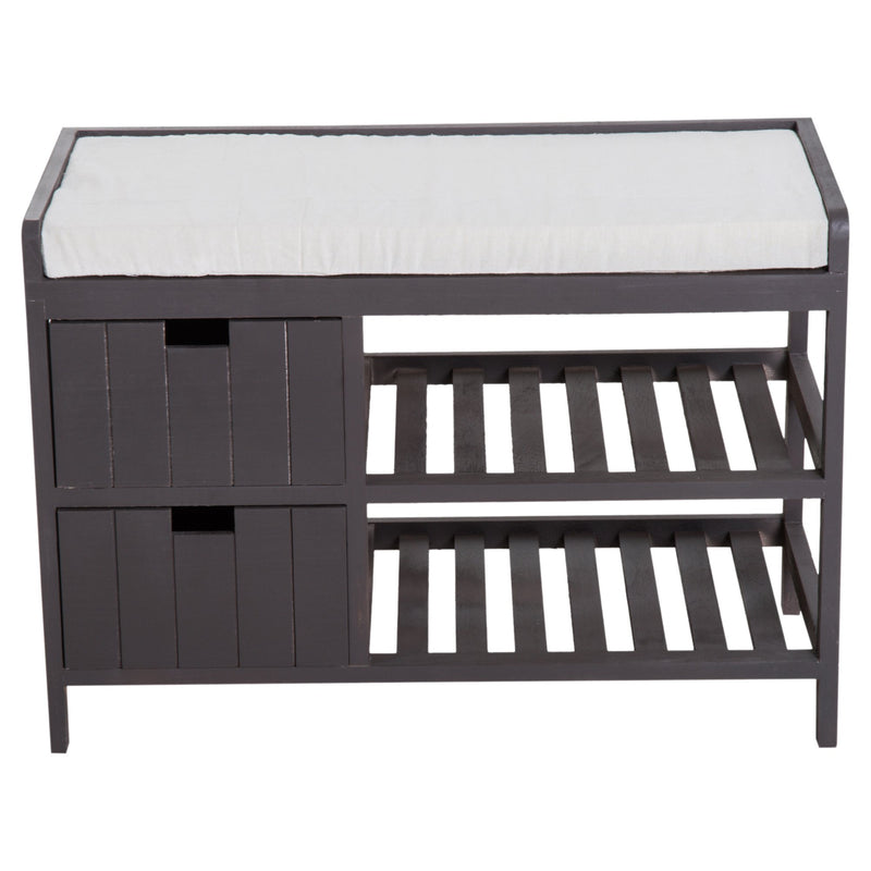 Panca Contenitore da Ingresso con Cassetti e Ripiani in Legno Grigio 69x34x48 cm -1