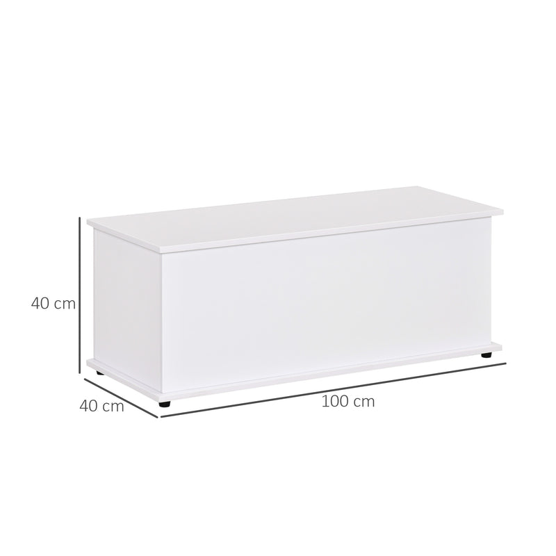 Cassapanca Baule Rettangolare 100x40x40 cm in Legno truciolare Bianco-3