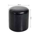 Pouf Poggiapiedi Sgabello Tondo Imbottito in Similpelle Nero 45x45x50 cm -3