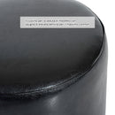 Pouf Poggiapiedi Sgabello Tondo Imbottito in Similpelle Nero 45x45x50 cm -7