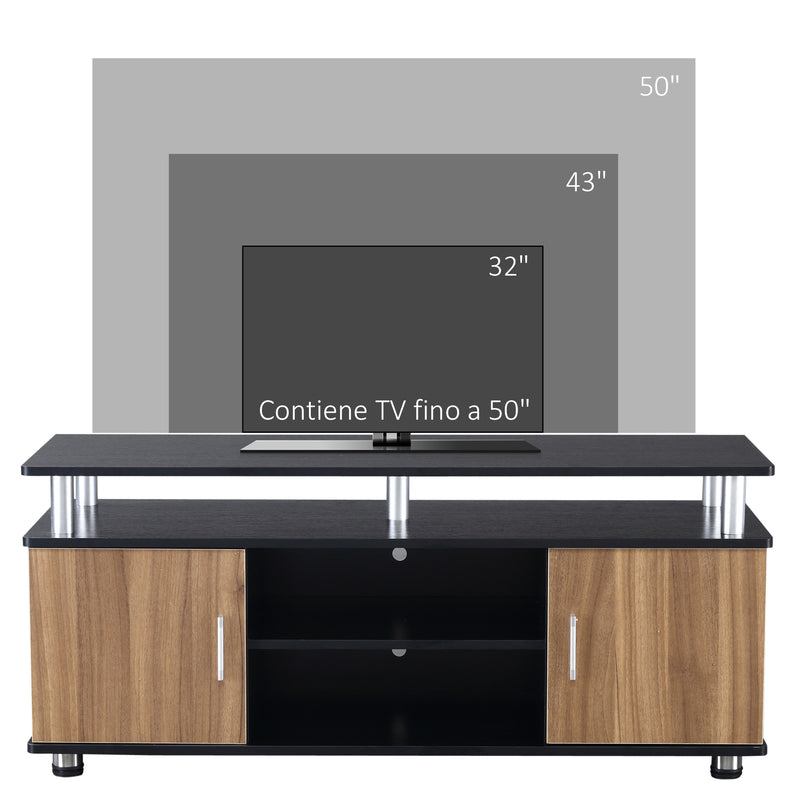 Mobile Porta TV Fino a 55" 120x40x52,2 cm con Ante e Ripiani Marrone-4