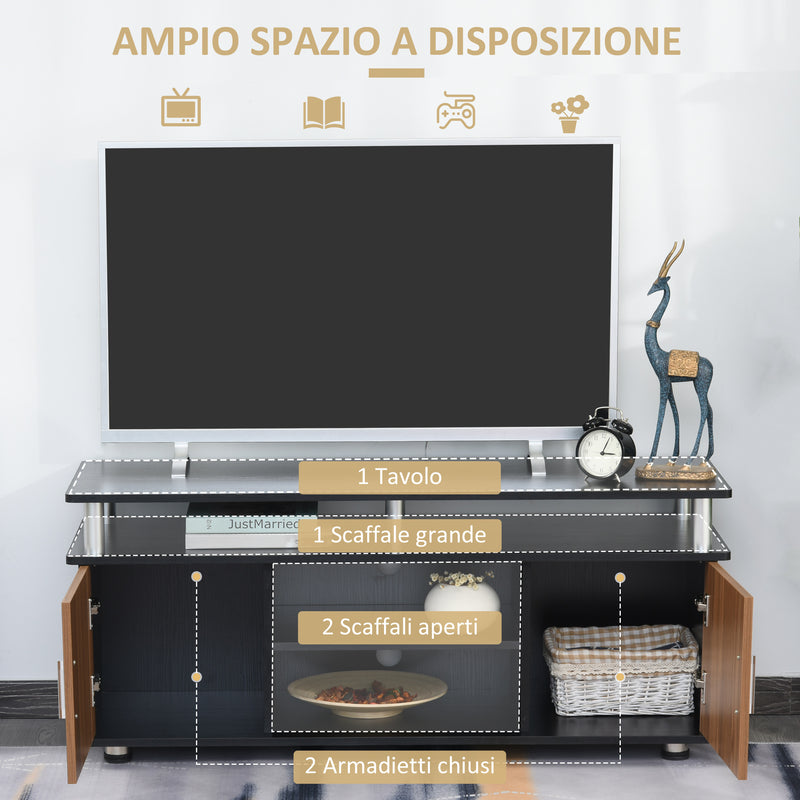 Mobile Porta TV Fino a 55" 120x40x52,2 cm con Ante e Ripiani Marrone-5