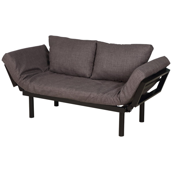 prezzo Chaiselongue Schlafsofa 5 Positionen aus Stahl und grauem Leinenstoff