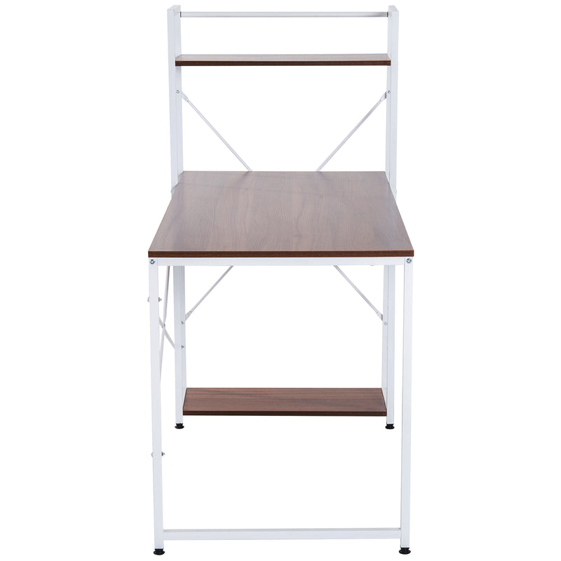 Scrivania da Ufficio con Scaffalatura Noce e Bianco 120x64x121 cm -5