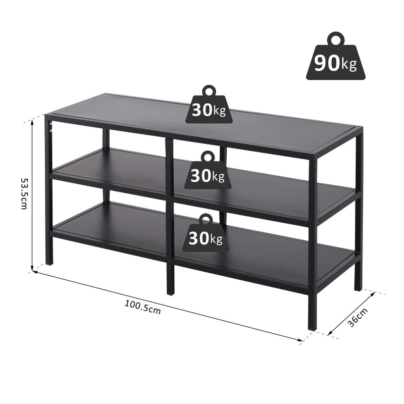 Mobile TV a 3 Ripiani in Acciaio Nero 100x36x53,5 cm -3