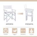 Sedia da Regista Pieghevole in Legno di Faggio 56x46x88 cm  Bianco-4