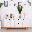 Credenza Mobile da Soggiorno Moderno Bianco con Piedini 145x38x67 cm -2