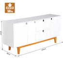 Credenza Mobile da Soggiorno Moderno Bianco con Piedini 145x38x67 cm -3