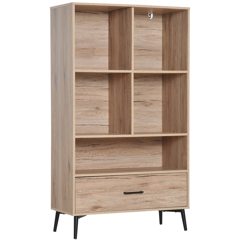 Libreria in Stile Nordico in Legno Truciolato Rovere 68.5x30x120.5 cm -1