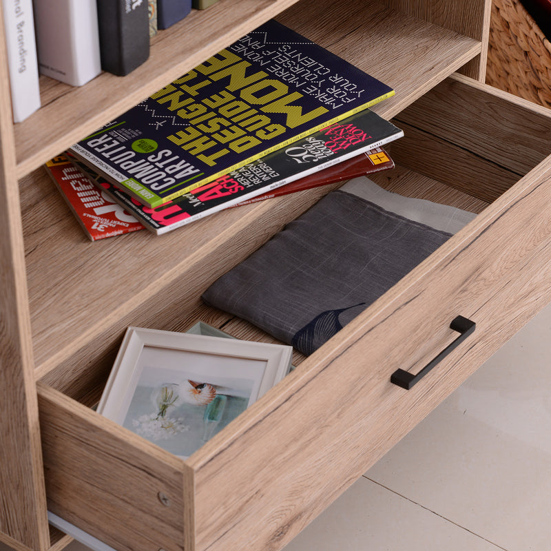 Libreria in Stile Nordico in Legno Truciolato Rovere 68.5x30x120.5 cm -5