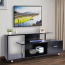 Mobile TV con Cassetto e Ripiani in Legno Nero 152x40x60.5 cm -2